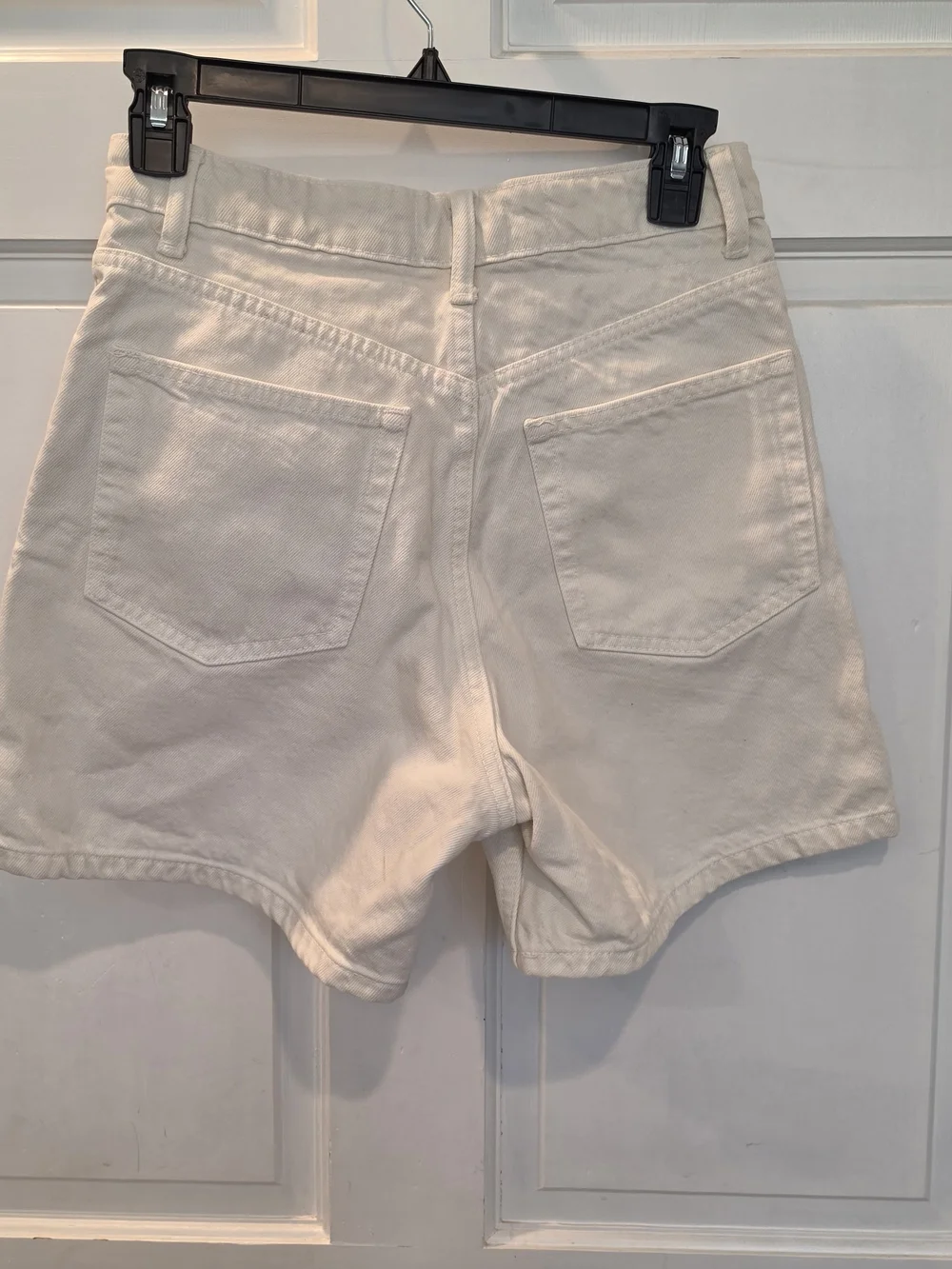 Zara Cream High-Rise Denim Shorts